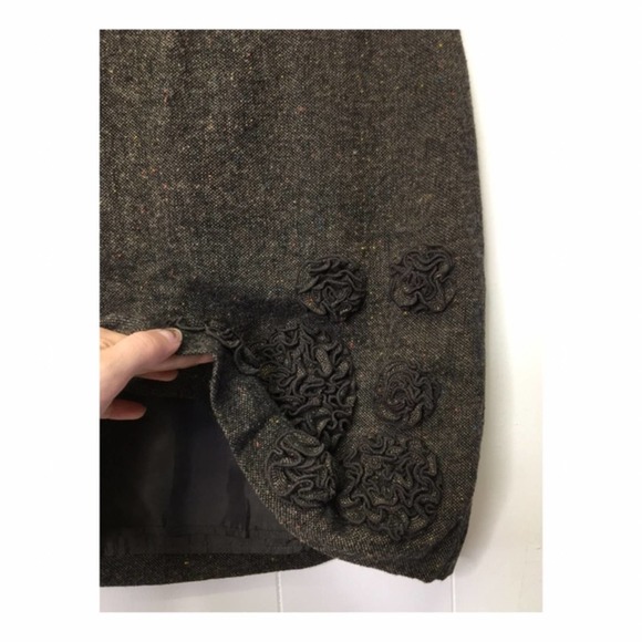 Loft | Brown Tweed Skirt Embroidered Flower detail - Picture 3 of 5